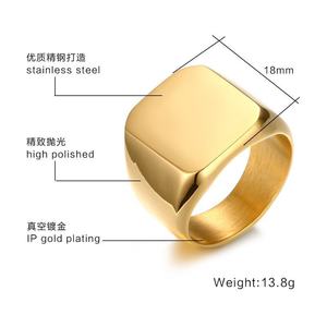 Custom Logo Image Blank <strong>Plain</strong> <strong>Rings</strong> Real PVD Gold Stainless Steel Finger Bands Men's Waterproof Minimalist <strong>Rings</strong> for Daily Wear - Product Image 4