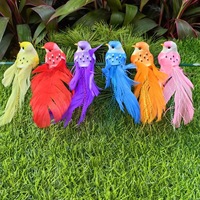 Oiseau unique en mousse à plumes artificielles multiples sur branche avec clip, ornements décoratifs faits à la main pour arbres et couronnes de jardin