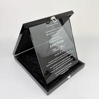 Boîte en bois noire pliable personnalisée en gros avec plaque de certificat noire transparente Plaques de récompense MH-MJ0472
