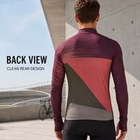 Maillot de cyclisme personnalisé pour homme à manches longues et demi-zip, motif géométrique color block, idéal pour les compétitions de cyclisme sur route