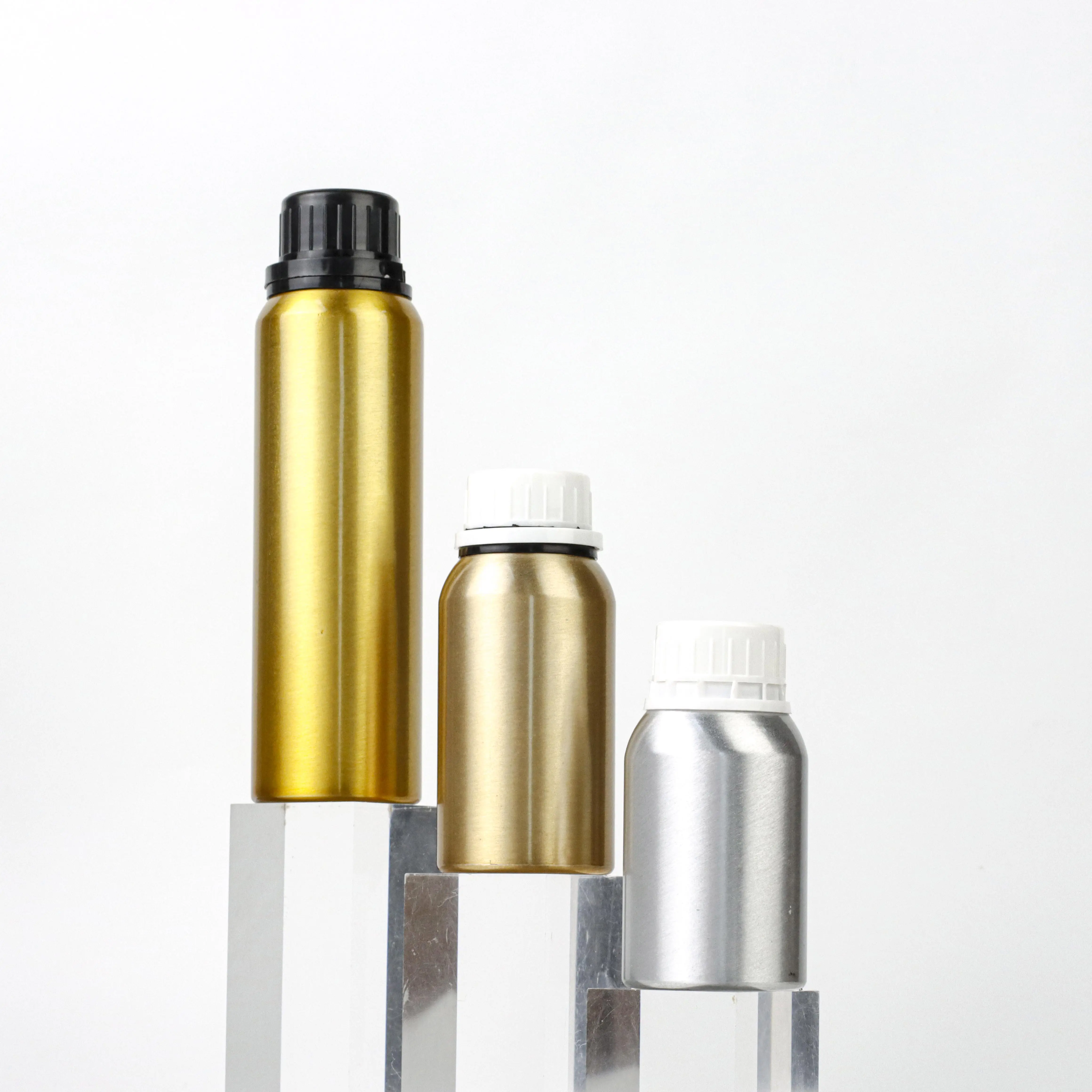 Botol minyak esensial cairan kimia kosmetik anti bocor OEM/ODM botol aluminium daur ulang 50ml-2000ml