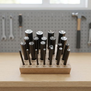 Steel Round <b>Punch</b> Dies <b>Set</b> For Jewelry Making Measurement Tools With Wooden Base 13 Pieces - Product Image 4