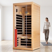 Ruang Sauna Uap Basah Inframerah Jauh Kayu Hemlock/Cedar Merah dengan Panel Kontrol Komputer dan Jendela Transom - Komersial Multiguna untuk Gym