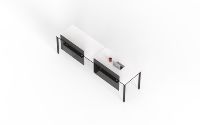 Bureau de travail double ATWOKA pour 2 personnes avec cloison de séparation et armoire mobile