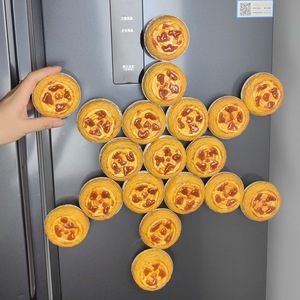 แม่เหล็กติดตู้เย็นรูปทาร์ตไข่ 3 มิติ, ของตกแต่งบ้านรูปอาหารเสมือนจริง - Product Image 1