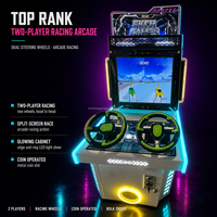 Machine de jeu d'arcade de course à deux joueurs à monnayeur avec deux volants et lumières LED pour divertissement en intérieur