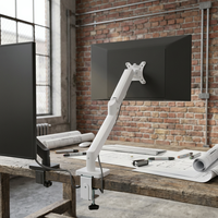 Nuevo Soporte de Escritorio VESA de Acero Aleado Blanco con Resorte de Gas para un Solo Monitor, Movimiento Completo, Altura Ajustable, Inclinación y Giro, para Monitores de 13-32 Pulgadas
