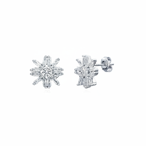 ต่างหูเงินสเตอริ่งสำหรับผู้หญิงลายเกล็ดหิมะแบบตุรกี925งานแฮนด์เมด - Product Image 2