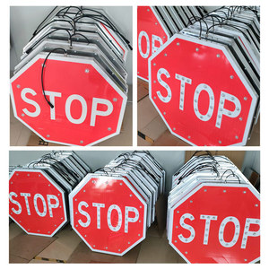 Señales de parada portátiles de tráfico internacional de mano con control remoto de luz <span class=keywords><strong>LED</strong></span> - Product Image 5