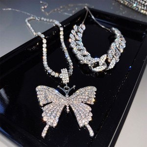 New Style Long Sweater Zubehör Shiny Butterfly Halskette Clavicle Choker Chain Halskette Double Layer Butterfly Halskette - Product Image 3