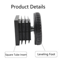 Ensemble de pieds de nivellement carrés avec inserts de tube fileté 40 mm x 40 mm, kit de capuchons réglables, pieds de chaise, pieds de table, pieds de meubles, couvre-pieds en plastique noir