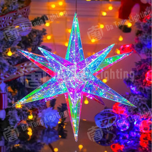 Adorno Luminoso Colgante de Estrella Radiante para Navidad, Ideal para Atraer la Atención en Zonas Festivas de Comercios y Eventos - Product Image 3