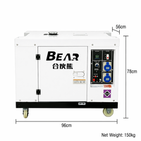 Générateur diesel silencieux 8000W 8kVA 8kW, groupe électrogène diesel 220V/380V à tension commutable, générateur portable pour alimentation de secours d'urgence