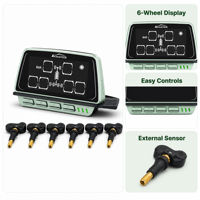 Kit Sensor Eksternal TPMS Truk Nirkabel 6 Roda, Monitor Tekanan dan Suhu Ban dengan Layar untuk Armada Van