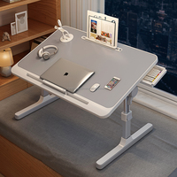 Plateau de lit pliable et réglable pour petit-déjeuner, table d'appoint inclinable pour ordinateur portable, en MDF et aluminium, toutes finitions assorties
