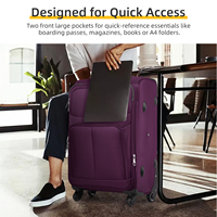 Ensemble Bagages d'Usine 5 Pièces, Coque Rigide en ABS avec Serrure TSA, Roues Pivotantes et Boîtier en Aluminium pour Voyages et Déplacements