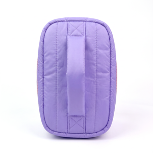 Bolsa de Maquillaje de Viaje Suave de Primera Calidad, Resistente al Agua, de PVC, Colgante, Gran Capacidad, Cierre de Cremallera Acolchado, Logotipo Personalizado, Color Morado - Product Image 3