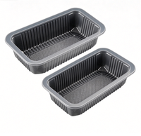 Barquette rectangulaire en plastique écologique pour viande, impression extérieure personnalisée, plusieurs longueurs et largeurs, pour steak, bœuf, fruits de mer, produits frais