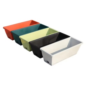 Hintcan Glazed Minimalist <strong>Plastic</strong> Flowerpot Simulated Flowers for Balcony Vegetable Flower Growing Big Rectangle <strong>Planting</strong> <strong>Trough</strong> - Product Image 3
