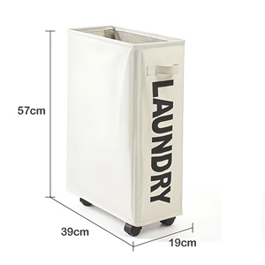 Panier à linge pliable avec roulettes, corbeille à linge roulante, organisateur de rangement non tissé pour tapis de yoga et usage domestique - Product Image 6