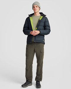 Veste de bombardier en duvet extensible pour hommes noirs chaud à capuche usine logo personnalisé cordon fermeture éclair décontracté Style de base doudoune - Product Image 5