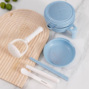 Juego de tazones para moler alimentos para bebés de paja de trigo, exprimidor manual grande con forma de calabaza y mango, sin BPA, para bebés de 0 a 12 meses - Product Image 5