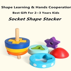 New Rocket Tower blocchi di legno Stacking Circle Game Color Shape Learning Baby Kids giocattolo educativo in legno Montessori - Product Image 3