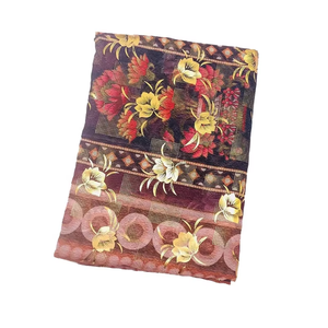 Vente en gros usine Tissu voile japonais en polyester 4,5 m à motifs dorés pour femmes musulmanes et Toub soudanais - Product Image 2