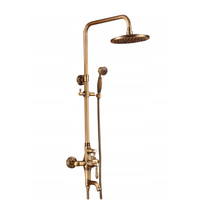 Robinetterie de douche en laiton à double poignée, style rétro bronze antique