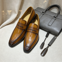 Mocassins Penny pour Hommes en Cuir Véritable avec Coutures Tressées, Chaussures Habillées à Enfiler pour Affaires, Style Sur Mesure de Qualité Supérieure à Prix d'Usine
