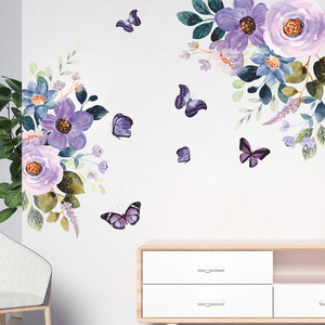 Papier peint élégant avec des fleurs colorées en pleine floraison, pivoines rose clair, feuilles vertes, autocollants muraux romantiques pour salon, <span class=keywords><strong>chambre</strong></span> à coucher, murale - Product Image 6
