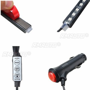 Barre lumineuse LED pour l'intérieur de la voiture, 4 en 1, rétroéclairage, lumière d'ambiance, lumière pour les pieds, allume-cigare, lampe décorative d'ambiance, bleu, bleu glace - Product Image 6