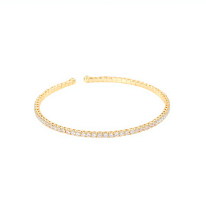 Gold Zircon Bracelet <b>Copper</b> Alloy Channel Setting Fashion <b>Bangle</b> Jewelry - Product Image 5