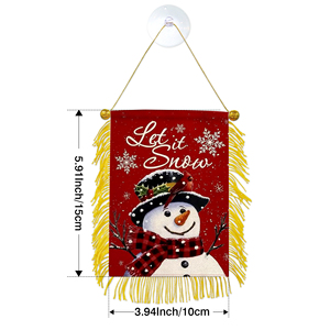 Joyeux Noël Bonhomme de neige Flocon de neige Mini fanions de voiture à suspendre à la fenêtre avec ventouse - Product Image 4
