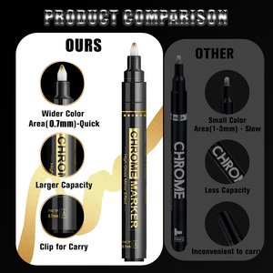 Pennarelli Cromati Premium in Metallo Effetto Specchio, Indelebili <span class=keywords><strong>per</strong></span> Fai da Te, Colorazione Modelli, <span class=keywords><strong>Ritocco</strong></span> Oro Argento Rame, Pittura Modellismo - Product Image 3