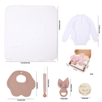 Coffret cadeau de naissance pour nouveau-né, couverture de naissance, chaîne de sucette, combinaison en crochet pour bébé, tissu de bavoir, hochet de lapin, ensembles cadeaux