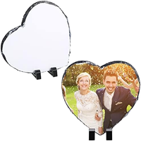 Plaque photo personnalisable en pierre de Salte polie, motif cœur carré, vierge pour sublimation, pour Noël, mariage, anniversaire, naissance de bébé