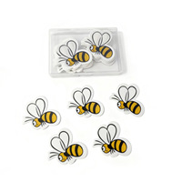 Décoration de gâteau en forme d'abeille comestible en papier gaufré jacquard, abeille jaune de dessin animé, accessoire de pâtisserie, décoration de gâteau d'anniversaire pour enfants