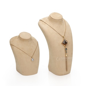 Shero Luxury Jewelry Store Showcase Exposer Display Set Buste Collier Pendentif Rack Microfiber Jewelry Display Set Stand - Product Image 3
