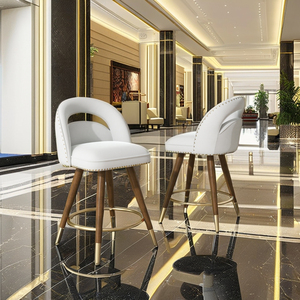 Set <strong>2</strong> 24-Inch Swivel Counter Height <strong>Bar</strong> <strong>Stools</strong> Adjustable Solid Wood Legs Velvet Backs Modern Design Iron Base Fixed Armrests - Product Image 3