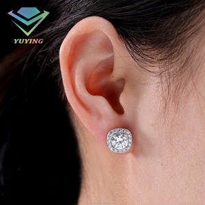 In Stock 925 Sterling <b>Silver</b> VVS Moissanite <b>Stud</b> Earrings 18k gold Plated GRA Certificate Fine Fashion Jewelry for Weddings Gift - Product Image 1