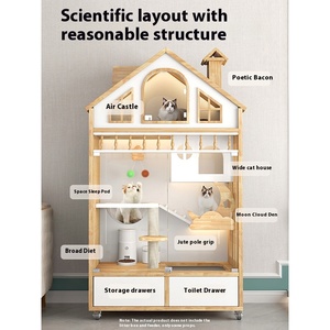 Casa de gato separada de madera Villa/Mansión Casa de gato de lujo exclusiva con nuevo espacio espacioso de diseño transpirable lujoso - Product Image 4