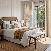 Cortina Opaca Bohemia de Doble Capa con Aislamiento Térmico y Acústico para Ventana de Dormitorio