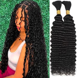 Cabello Humano Virgen Sin Procesar de 100g para Trenzas Boho, Cabello Humano Ondulado Profundo para Trenzas, Paquetes de Cabello Humano para Trenzas, Ondulado y Húmedo - Product Image 1