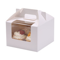 Boîtes à gâteaux en papier avec logo personnalisé haut de gamme emballage d'anniversaire de boulangerie de mariage à fenêtre transparente pour les aliments stratification mate