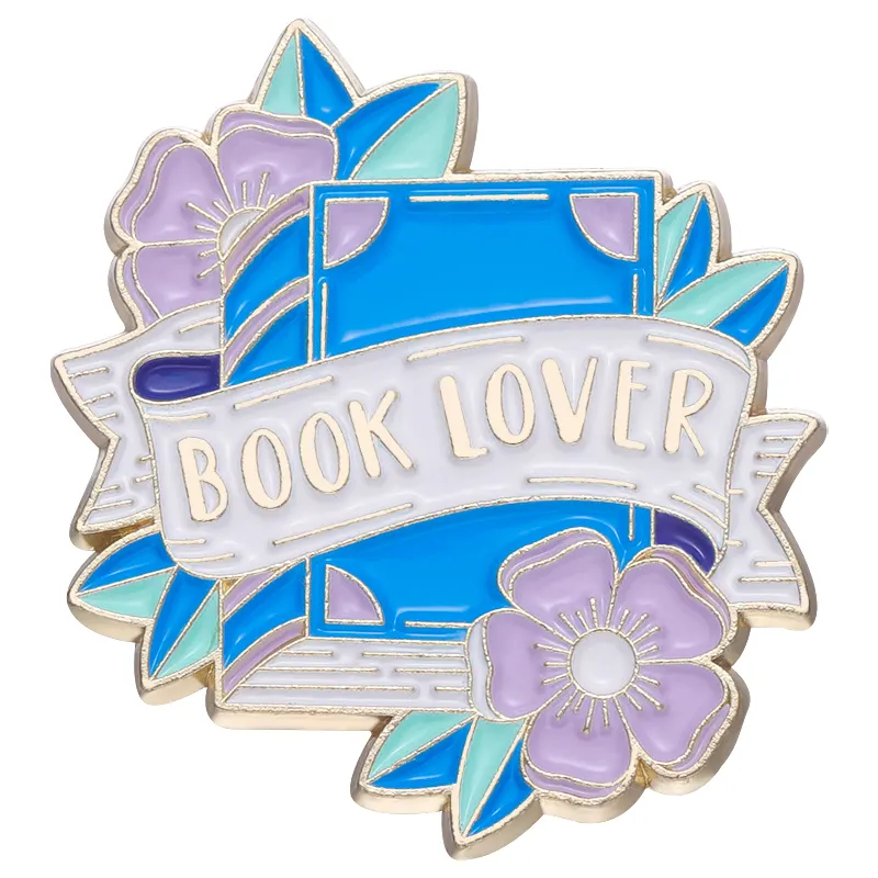 Bookworm Esmalte Pins Custom Floral Book Lover Broches Lapel Badges Eu amo Ler Jóias Presente para Crianças Amigos