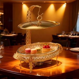 Réchaud de buffet en verre 2L 3L avec bordure dentelée en acier inoxydable, plateau de service pour hôtel et restaurant, qualité professionnelle - Product Image 3