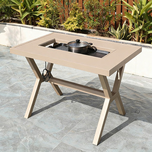 Wholesale Modern Casual Outdoor Barbecue Dining <strong>Table</strong> Sets with Aluminum Frames, Waterproof and High Temperature Resistant - Product Image 4