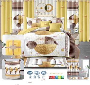 Nouveaux designs 2025 Ensemble <span class=keywords><strong>de</strong></span> literie 24 pièces avec rideaux assortis Ensemble <span class=keywords><strong>de</strong></span> couvre-<span class=keywords><strong>lit</strong></span> en coton taille King avec rideaux assortis - Product Image 6