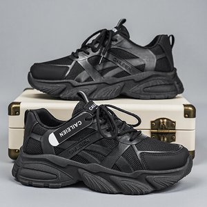 Baskets Chunky Personnalisées pour Hommes – Chaussures de Course Respirantes en Mesh avec Logo Personnalisé, Semelle Épaisse, Décontractées, Noires, pour Hommes - Product Image 2